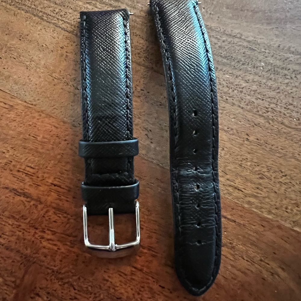 Black leather Michele watch strap 18m
